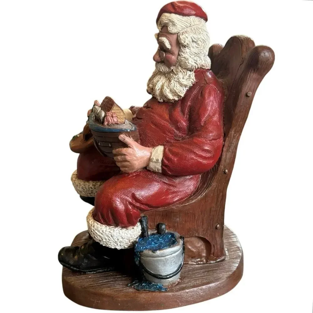 Vintage 90s Santa Claus Painting Noah’s Ark Boat Handpainted 1995 Figurine